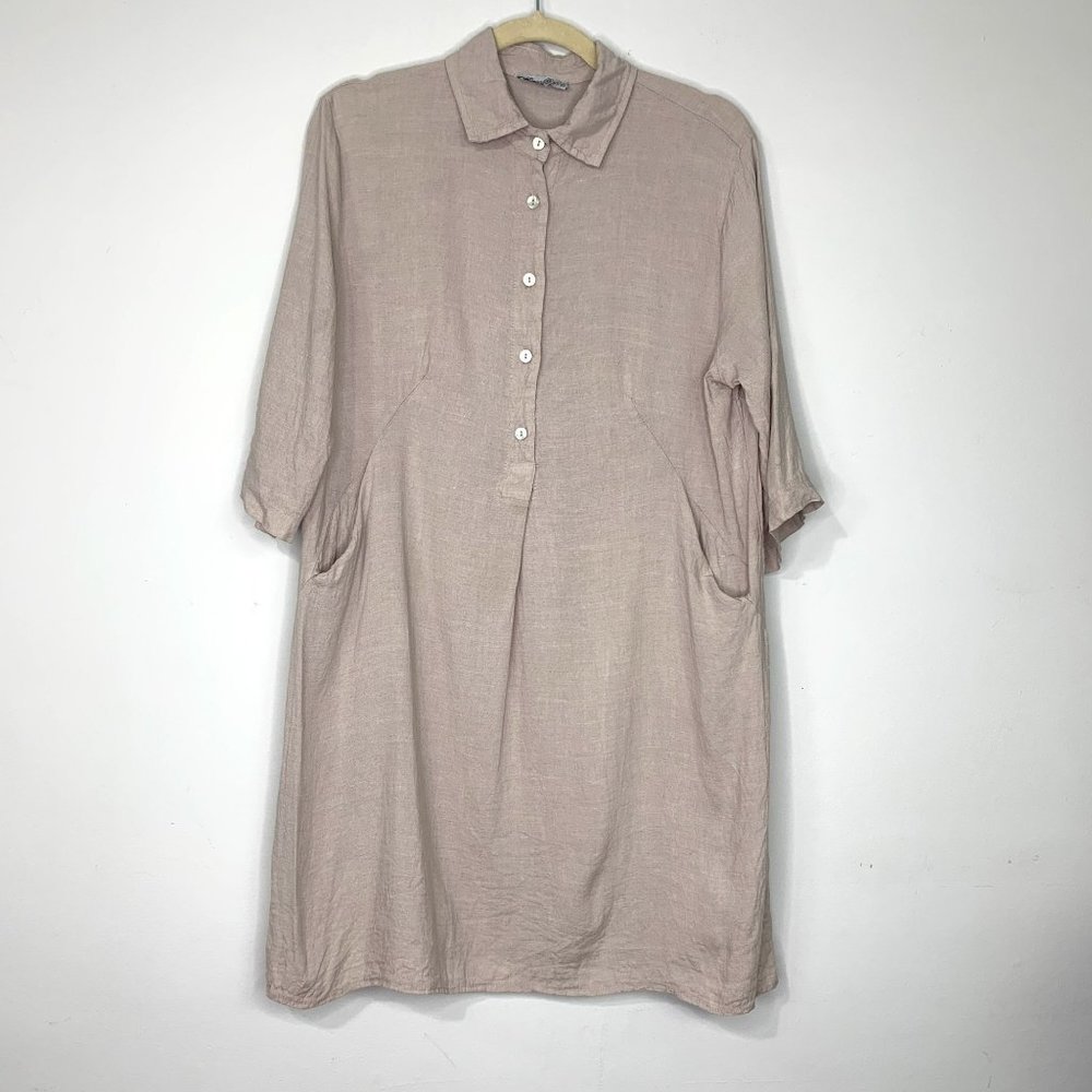 ELENA‎ BALDI Italian 100% Natural Linen Dress Sz XS